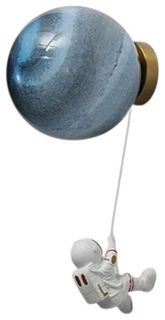 Creative Universe Lantern Planet Wall Sconce for Kids Room, Bedroom, Blue