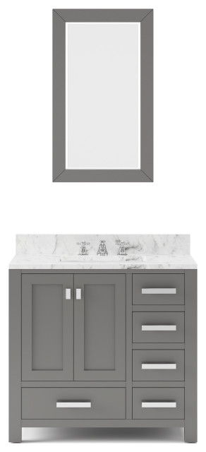 36" Wide Cashmere Gray Single Sink Bathroom Vanity, Mirror and Faucet Included