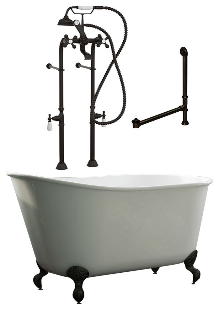 54" Swedish Clawfoot Bathtub & Complete Freestanding Faucet Plumbing