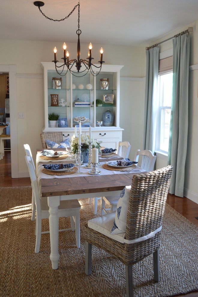Beach style dining room photo in Boston