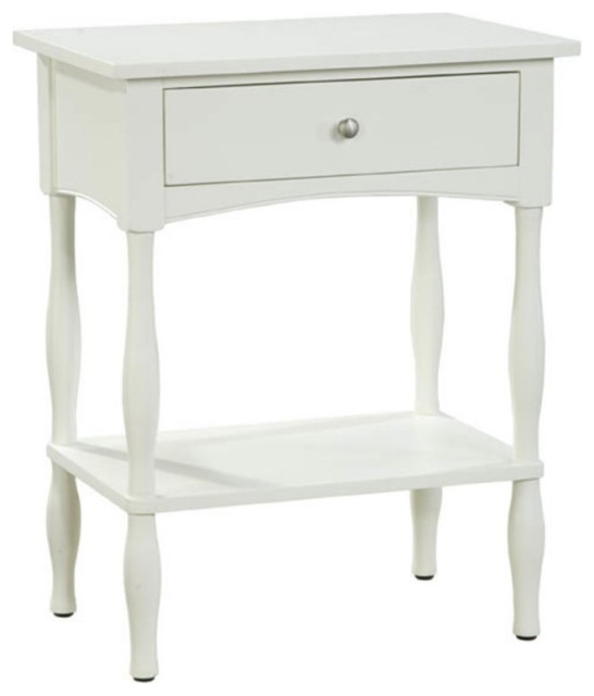 Alaterre Furniture Shaker Cottage Wood 24 inch End Table in Ivory