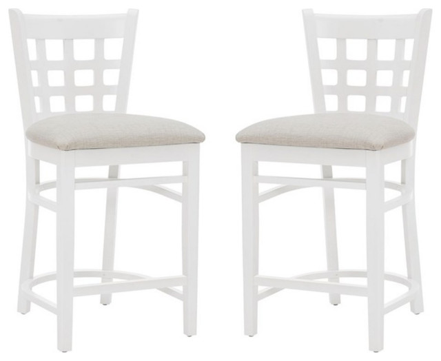 Linon Flint Wood Commercial Grade Upholstered Seat Counter Stool in