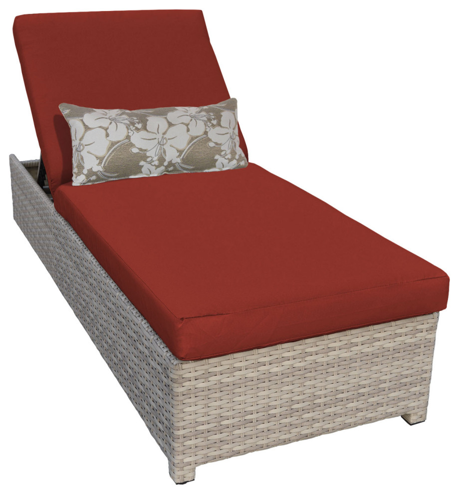 Fairmont Wheeled Chaise Outdoor Wicker Patio Furniture in Terracotta