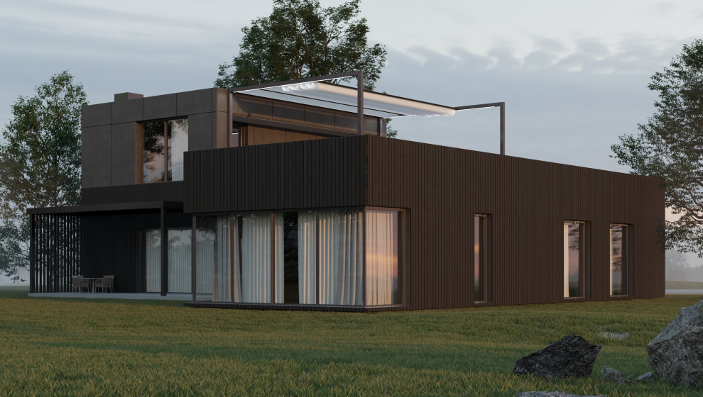 Современный до с плоской кровлей 20*30 м