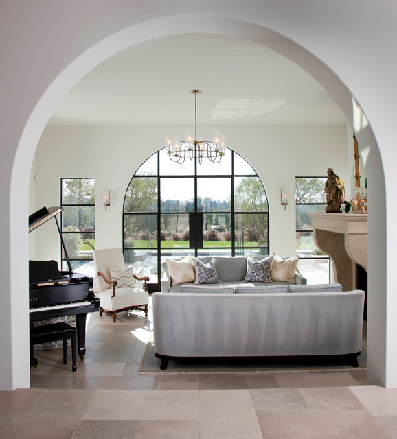 Rancho Santa Fe medelhavsstil-vardagsrum