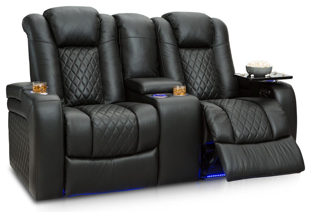 seatcraft sienna home theater seating black genuine bonded leather