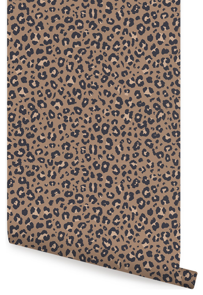 Animal Print Leopard Peel and Stick Wallpaper Contemporary