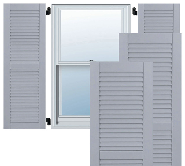 18" x 50" Exterior Composite Wood Louvered Shutters, Black 18" x 50" Exterior Composite Wood Louvered Shutters, Black