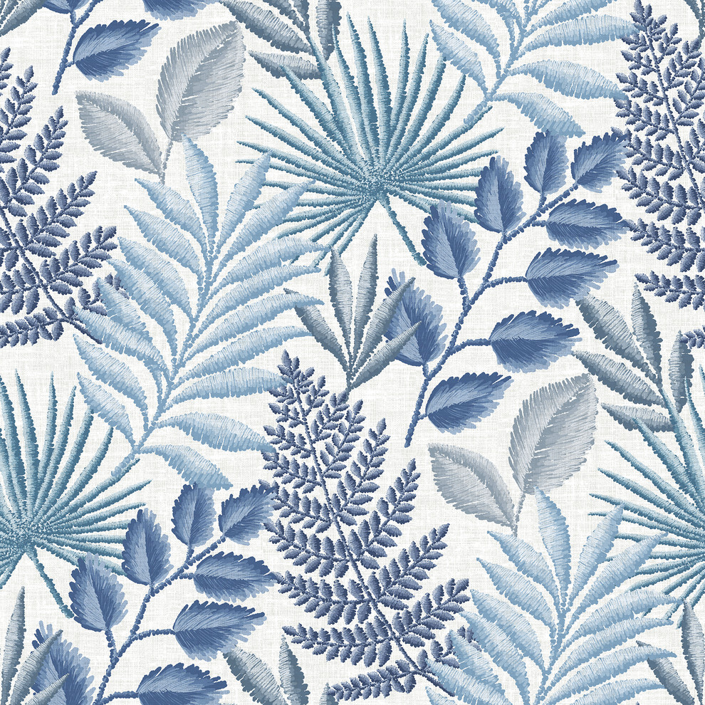 Palomas Blue Botanical Wallpaper Tropical Wallpaper By Brewster