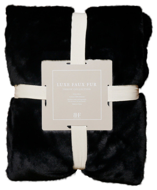 Luxe Faux Fur Throw Blanket, 58"x60" Contemporary Throws by Best