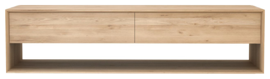 Oiled Oak TV Cupboard | OROA Nordic, 71"w X 19"d X 18"h