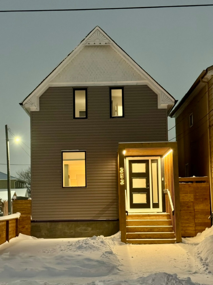 Winnipeg Full Home Revitalization Remodel - Front Exterior Night Time