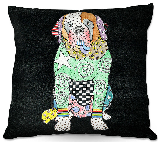 Saint Bernard Black Throw Pillow Contemporary Decorative
