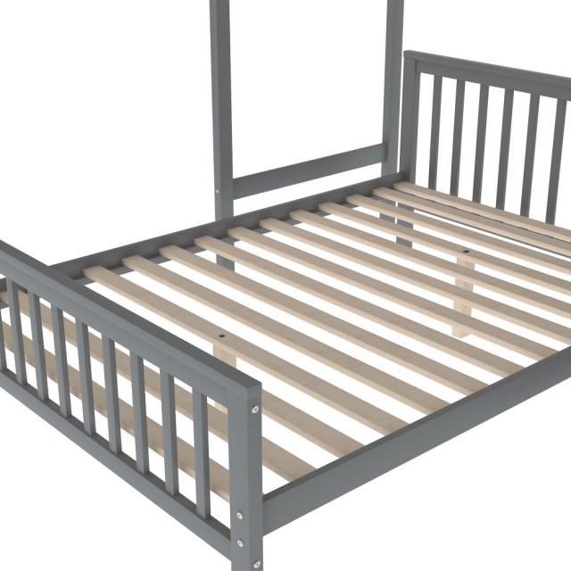 Twin Over Full Loft Bed With Staircase Gray - Transitional - Loft Beds ...