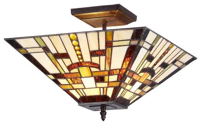 Farley Mission 2 Light Semi Flush Ceiling Fixture Craftsman