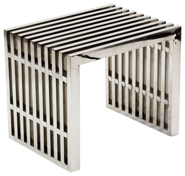 Small Gridiron Stainless Steel Bench Bench in Silver