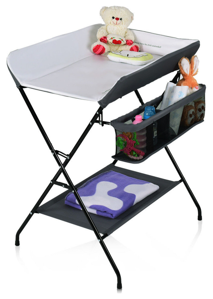 Costway Baby Changing Table Folding Diaper Station Nursery Organizer w