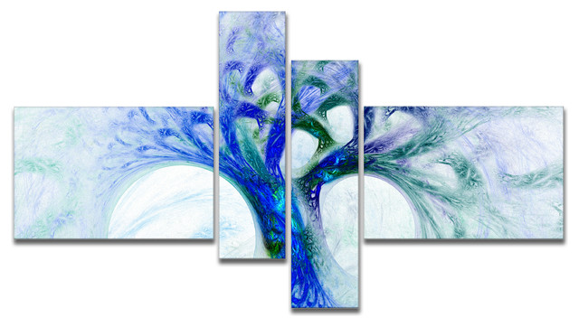 Blue Mystic Psychedelic Tree Multipanel Abstract Wall Art Canvas Multipanel Abstract Wall Art Canvas