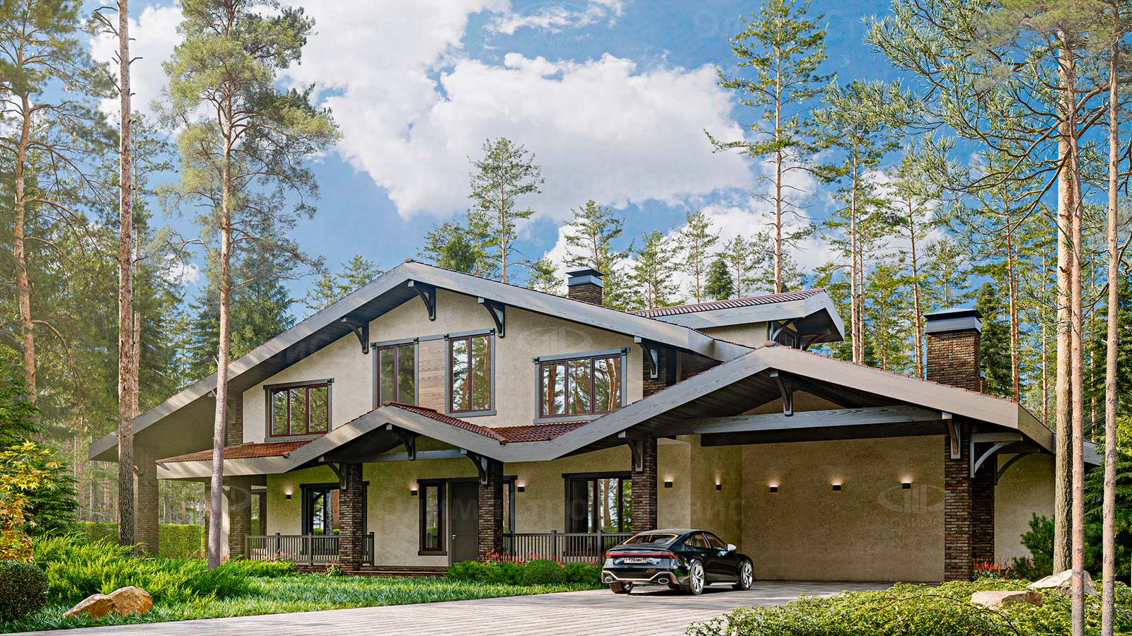 2-этажный дом «Брайль» в стиле Шале