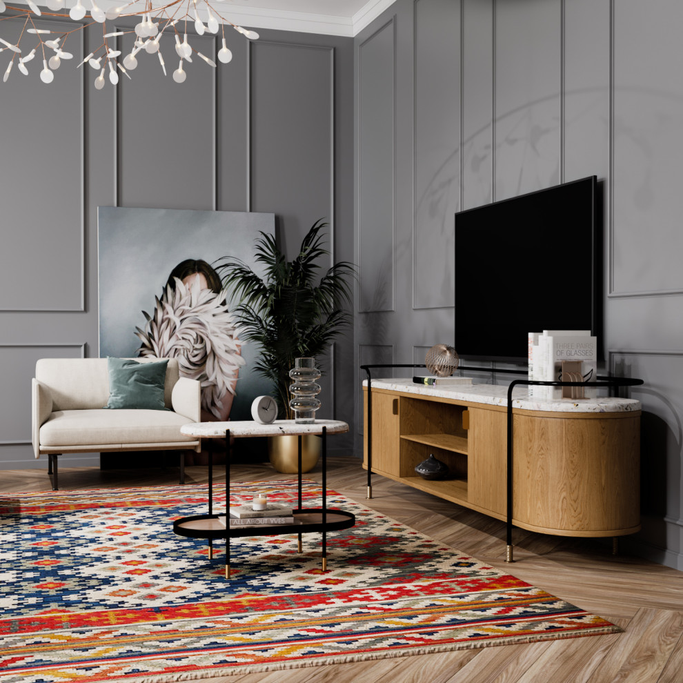 Красивая гостиная в стиле скандик