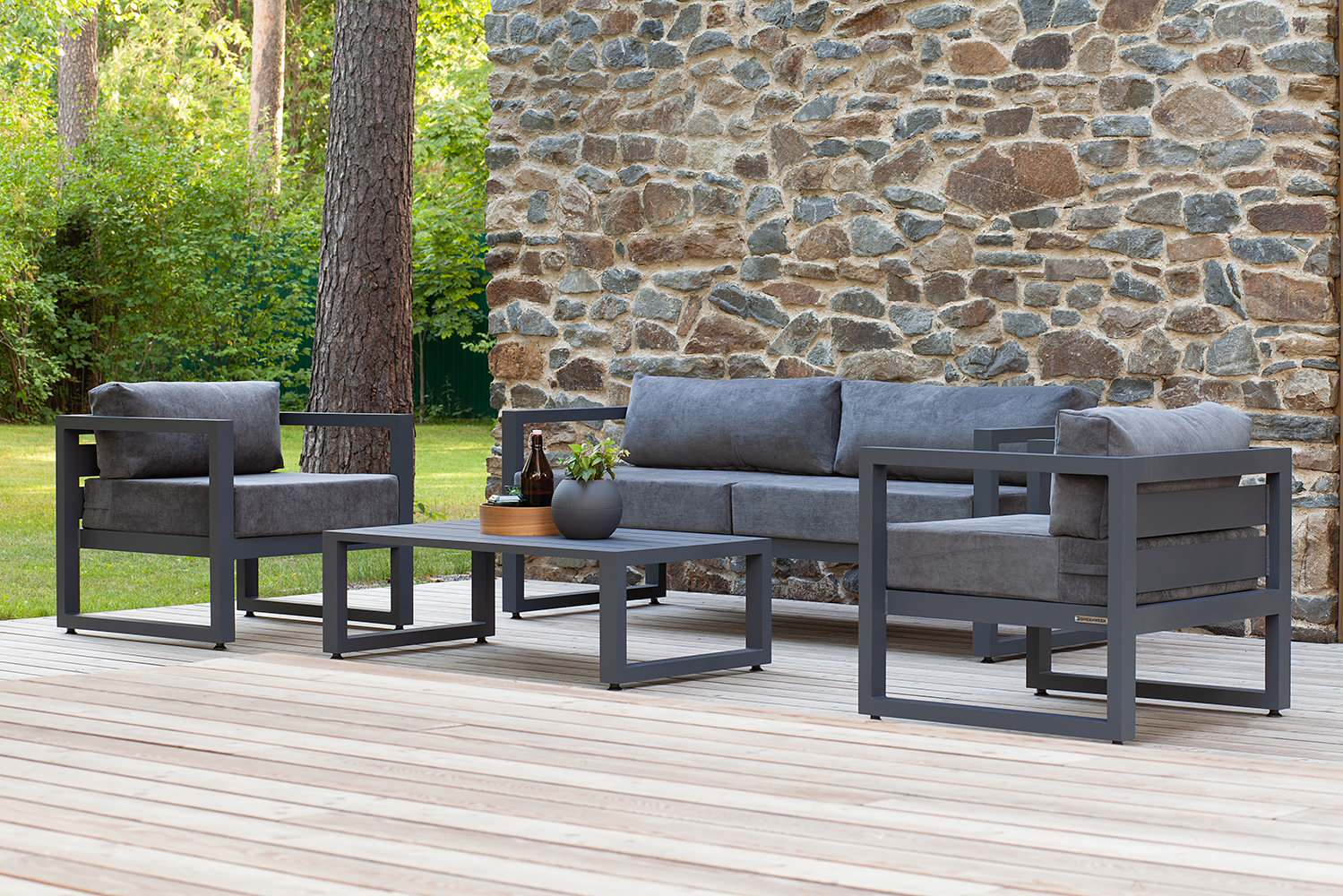 CAPRI серый: диван, 2 кресла, столик