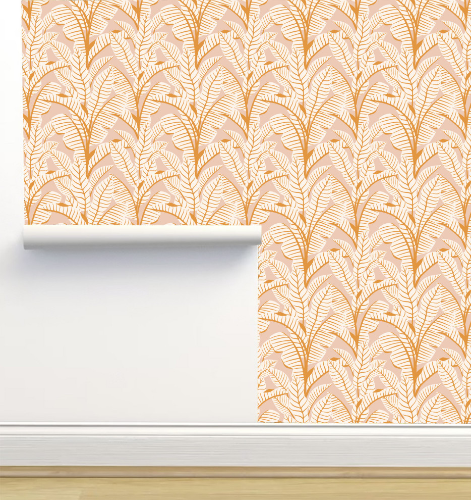 Playful Palms on Pink Wallpaper by Erin Kendal, Sample 12"x8"
