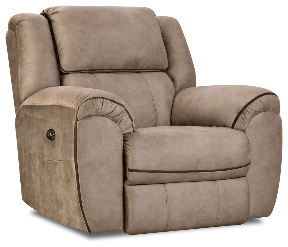 Simmons Upholstery Osborn Tan Power Rocker Recliner Transitional