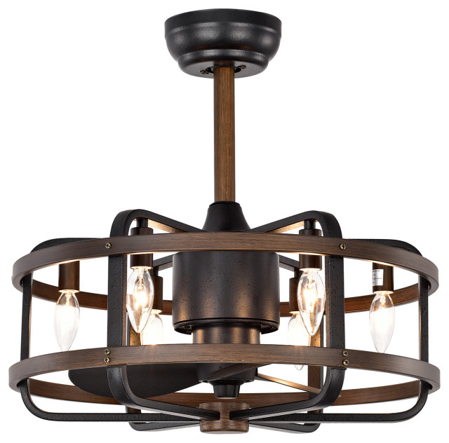 Axel Forged Black Imitation Wood Grain 20 Inch 3 Blade Fandelier Industrial Ceiling Fans By Warehouse Of Tiffany Houzz