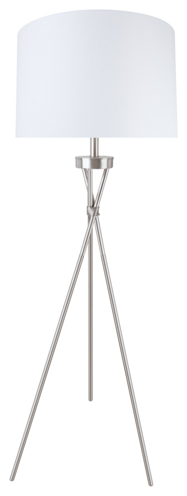 45022-11, Tripod Floor Lamp, Transitional Design in Satin Nickel, 59"
