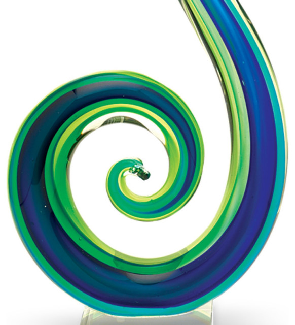 16" Blue and Green Murano Glass Modern Abstract Tabletop Sculpture ...