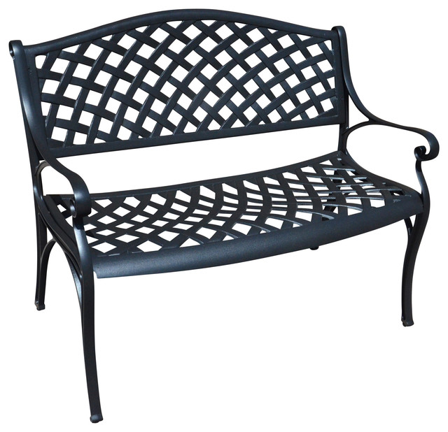 Houma Cast Aluminum Outdoor Bench Transitional Benches Houma Cast Aluminum Outdoor Bench