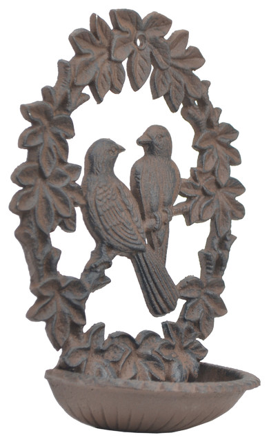 Cast Iron Wall Bird Bath and Feeder