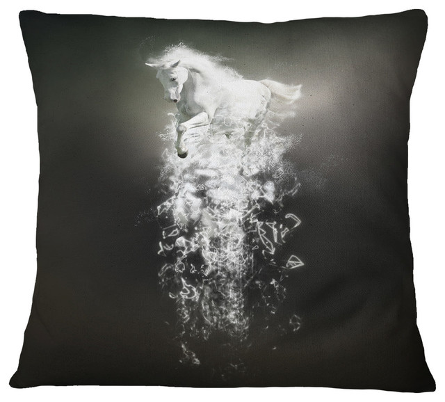 Fantasy White Horse Running Animal Throw Pillow, 16"x16"