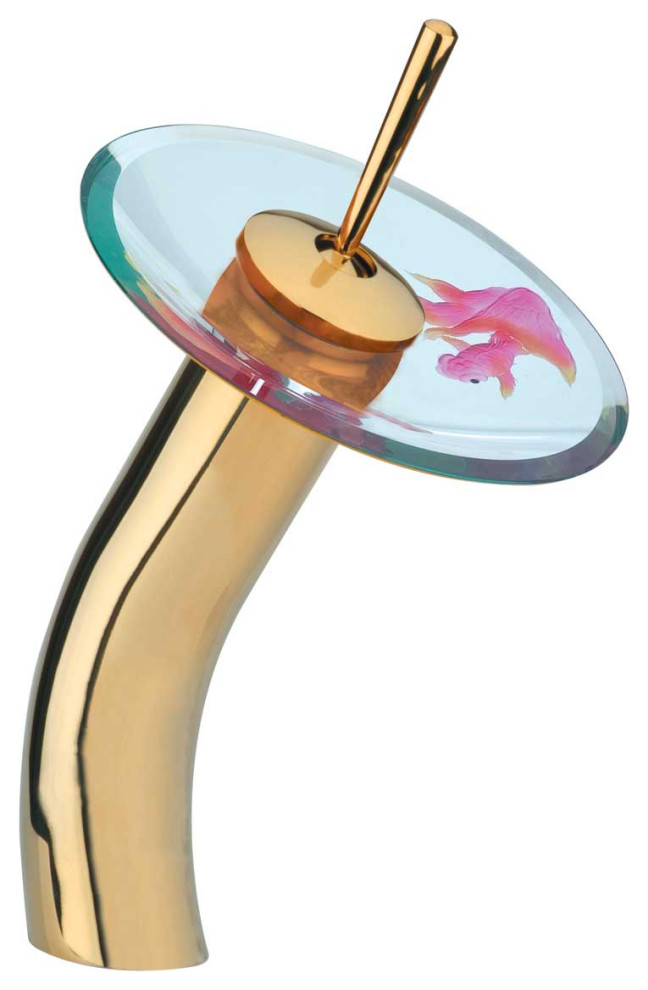 Waterfall Faucet Cast Brass PVD Koi Fish 12" H Tall Beach Style