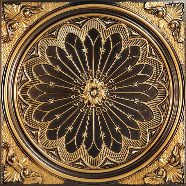 24 X24 Rose Window Faux Tin Ceiling Tile Traditional Rose Window Faux Tin Ceiling Tile