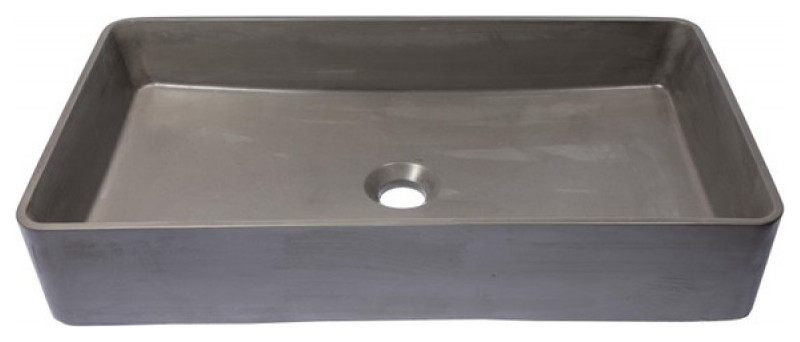 Eden Bath EB_N011CB Wide Rectangular Concrete Vessel Sink - Charcoal
