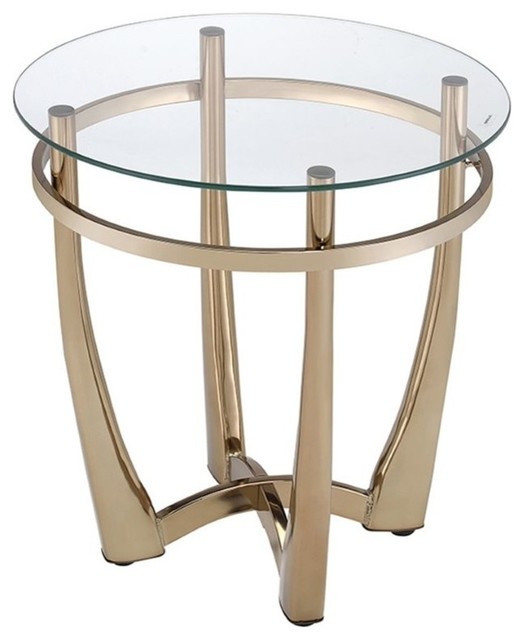 Acme Orlando Ii Round Glass Top End Table In Champagne Acme Orlando Ii Round Glass Top End Table In Champagne Contemporary Side Tables And By Homesquare