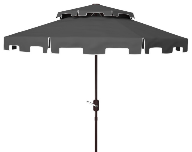 Safavieh Outdoor Zimmerman 9ft Double Top Market Umbrella Grey/White