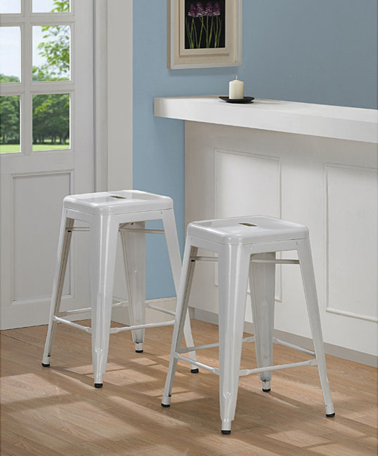 Tabouret 24-inch White Metal Counter Stools (Set of 2)