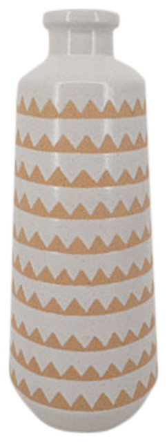 Ceramic 16" Aztec Vase, Ivory