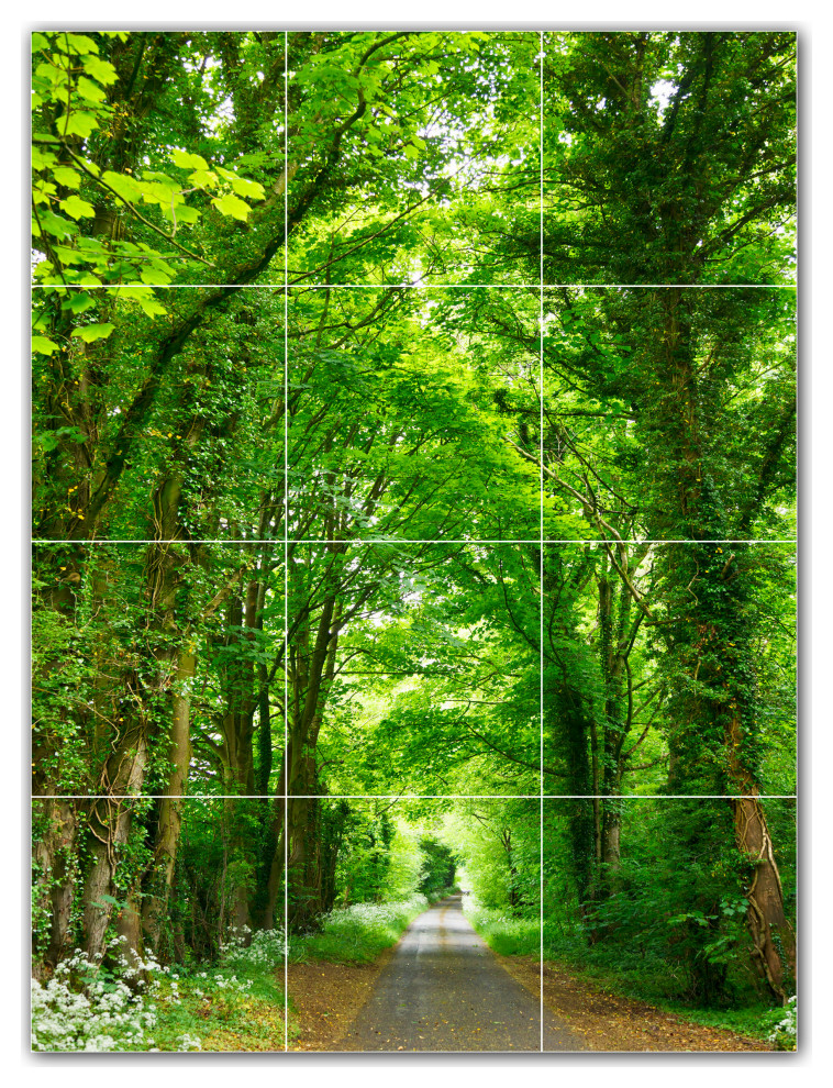 Trees Ceramic Tile Wall Mural HZ501043, 36" Wide x 48" High