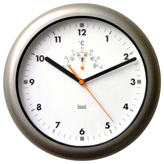 10.5" Aquamaster Weatherproof Wall Clock Gunmetal Contemporary Wall