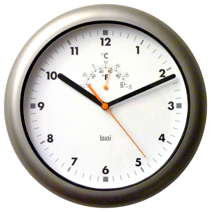 10.5" Aquamaster Weatherproof Wall Clock Gunmetal Contemporary Wall