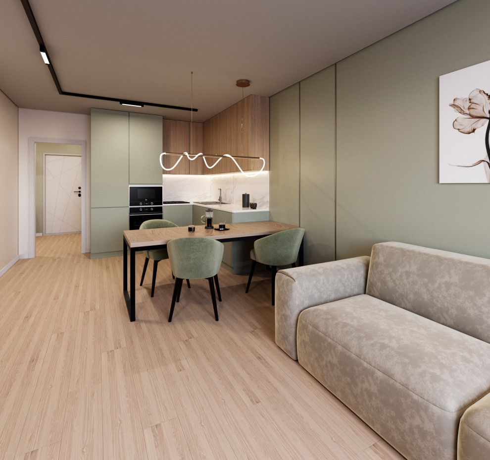 Дизайн "Фисташковый с элементами дерева"