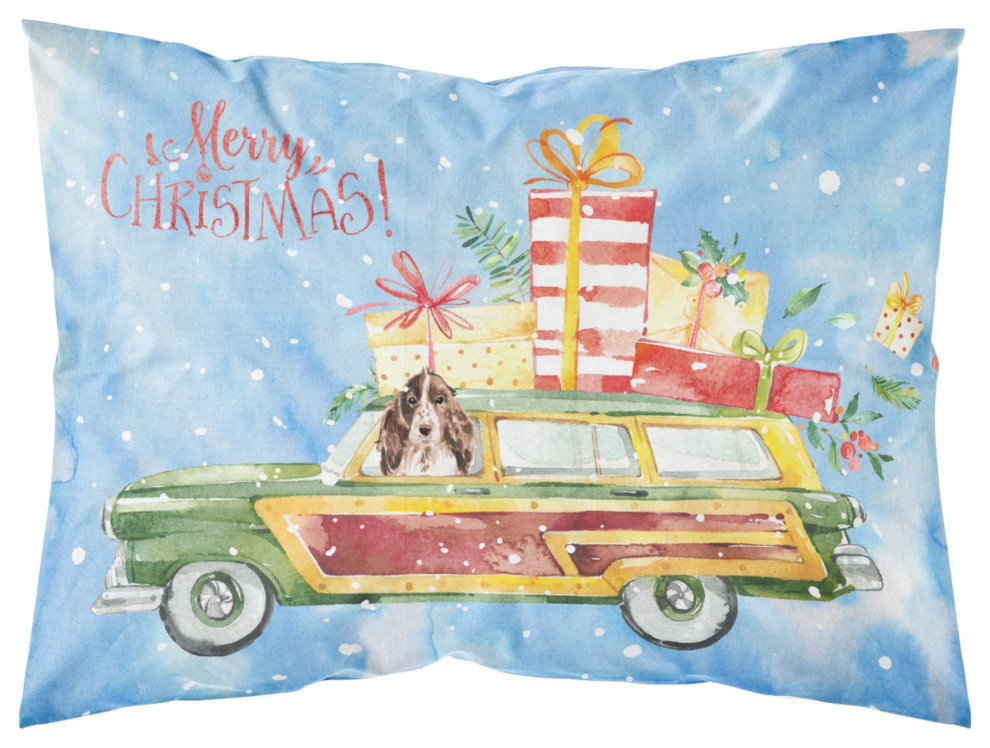 Merry Christmas Brown Parti Cocker Spaniel Fabric Standard Pillowcase