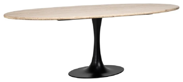 Travertine Pedestal Dining Table, OROA Hampton