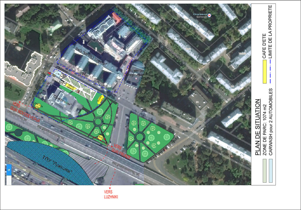 Ситуационный план Зеленого паркинга в Лужниках