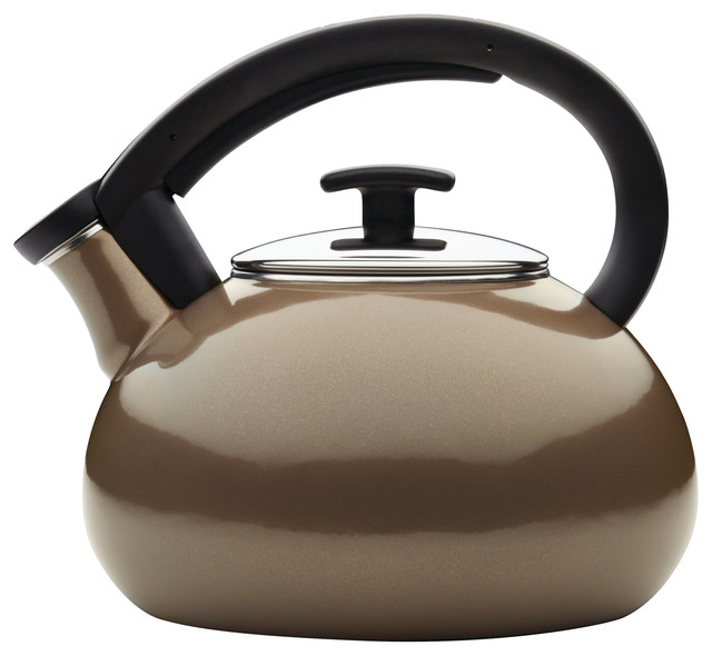 Anolon Allume Teakettles 2qt Enamel on Steel Teakettle, Umber