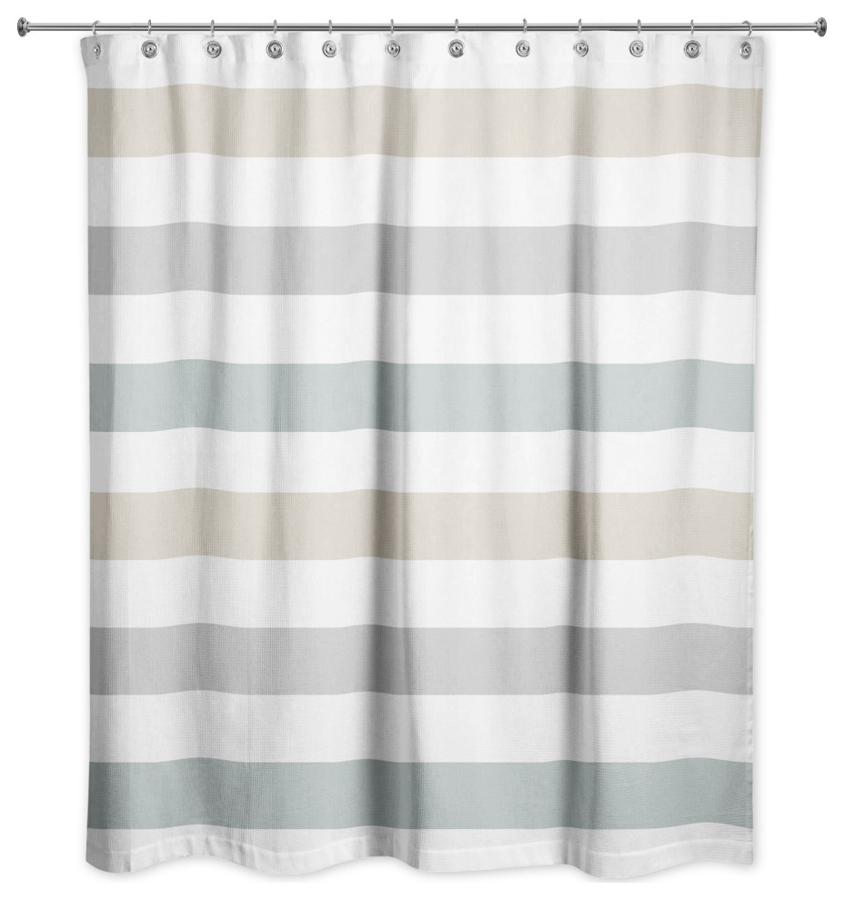 Gray Blue Chunky Stripes 71x74 Shower Curtain
