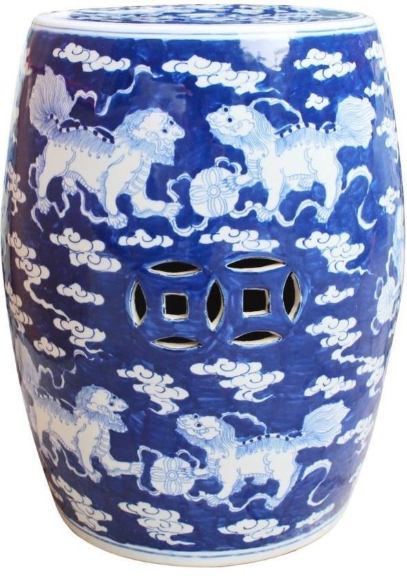 Garden Stool White Lion Backless Blue Colors May Vary Variable